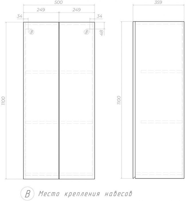 Подвесной шкаф Vigo Wing 50 sh.WIN.50.2D цвет Белый