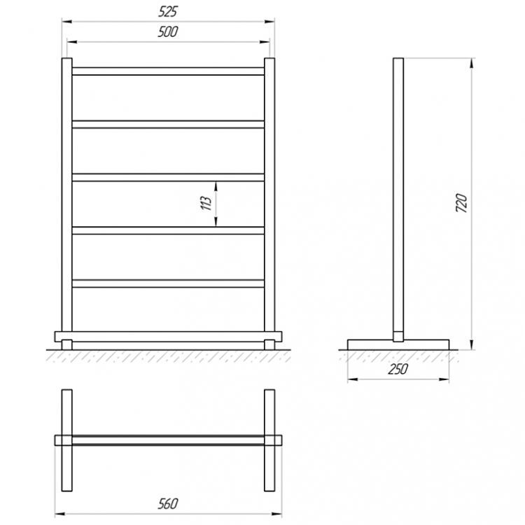 Полотенцесушитель электрический Laris Классик Стойка П6 70х50 белый