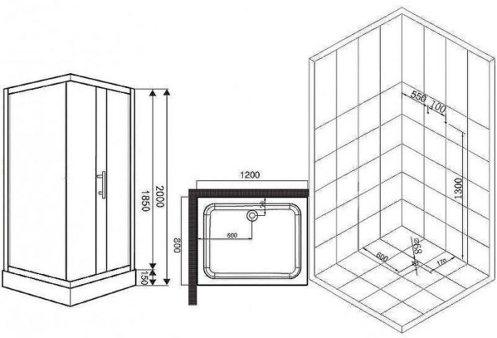 Душевой уголок Esbano ESR-8021 120x80 ESUGR8021 профиль Хром стекло рифленое
