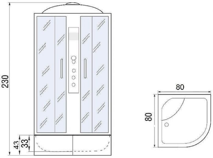 Душевая кабина River Dunay XL 80x80 TH 10000006201 с поддоном