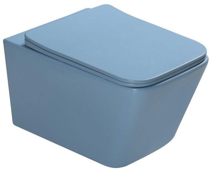 Комплект унитаза с инсталляцией SantiLine SL-5007BL+SL-01/BL цвет Голубой матовый с сиденьем Микролифт и клавишей смыва цвет Голубой матовый