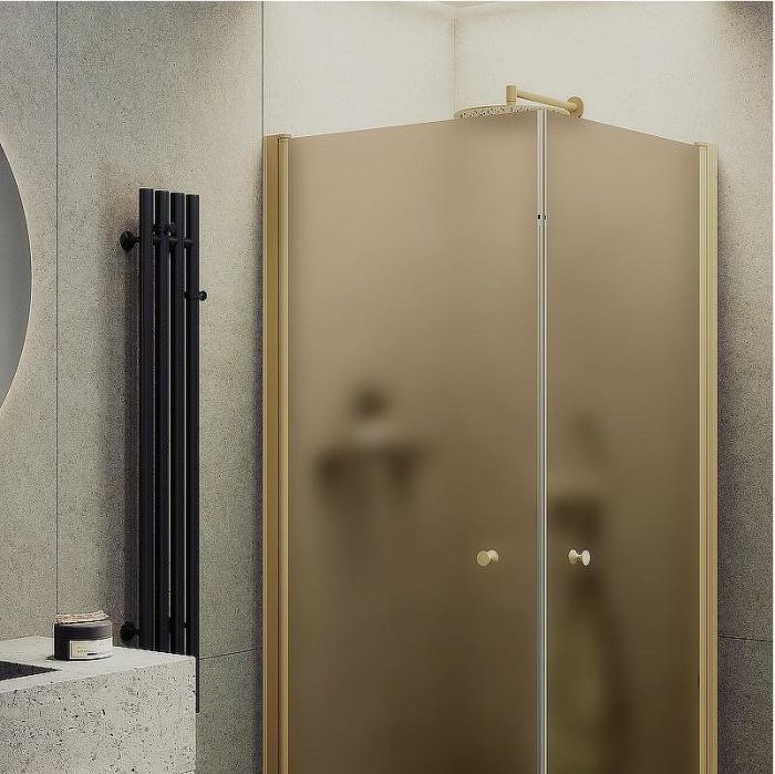 Душевой уголок Maybah Glass MGY-1301-3 900x900x1980 на монопетлях Золото стекло бронзовое матовое