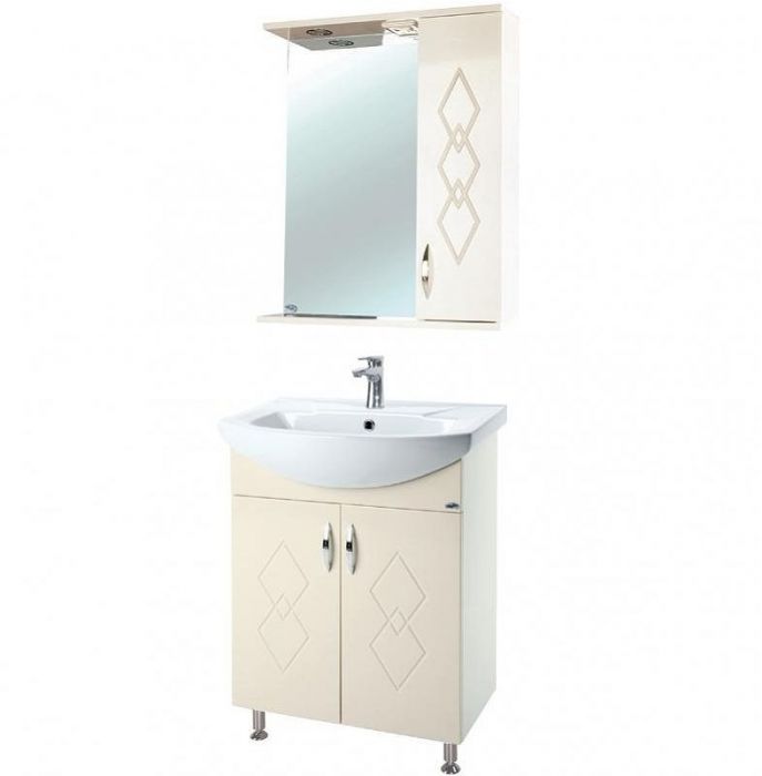 Зеркало со шкафом Bellezza Элеганс 55 R 4618608521078 с подсветкой Бежевое