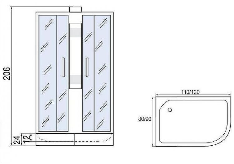 Душевая кабина Мономах Б/К 110x80x24 МЗ R 10000005810 без гидромассажа