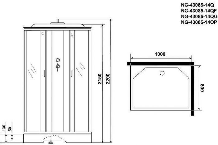 Душевая кабина Niagara Classic 100х80 NG-43085-14Q без гидромассажа