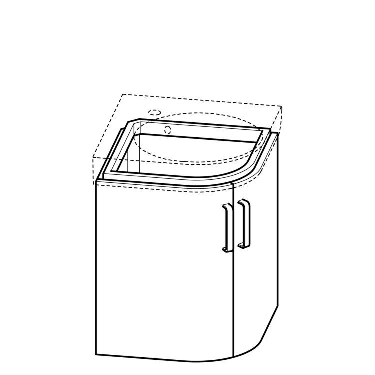 Тумба под раковину угловая Geberit Renova Nr.1 Comprimo, 69x49, светло-серый матовый [862151000]
