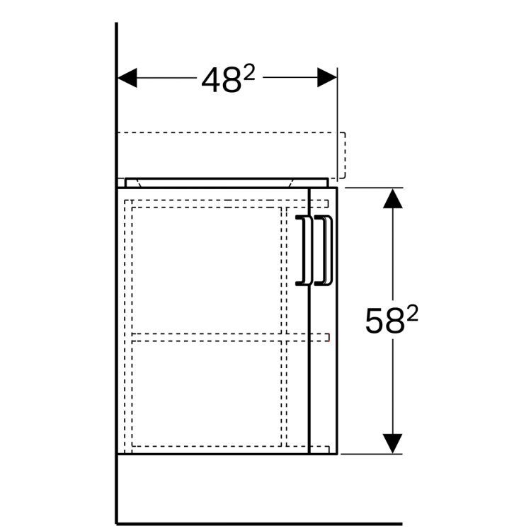 Тумба под раковину угловая Geberit Renova Nr.1 Comprimo, 69x49, светло-серый матовый [862151000]