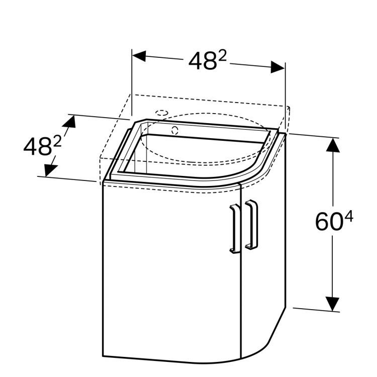 Тумба под раковину угловая Geberit Renova Nr.1 Comprimo, 69x49, светло-серый матовый [862151000]