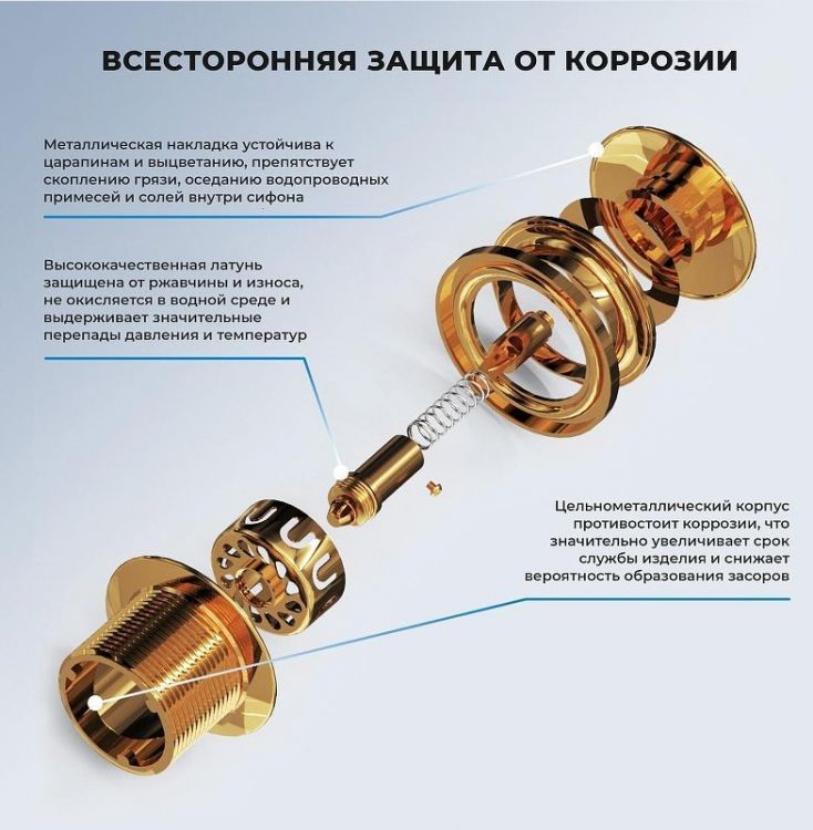 Слив-перелив Wellsee Useful Extras 231915000 click-clack цвет Золото