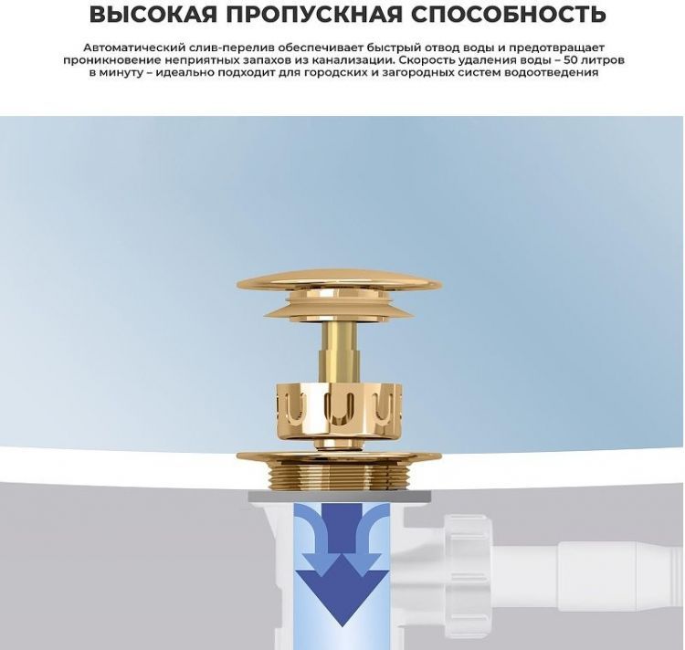 Слив-перелив Wellsee Useful Extras 231915000 click-clack цвет Золото