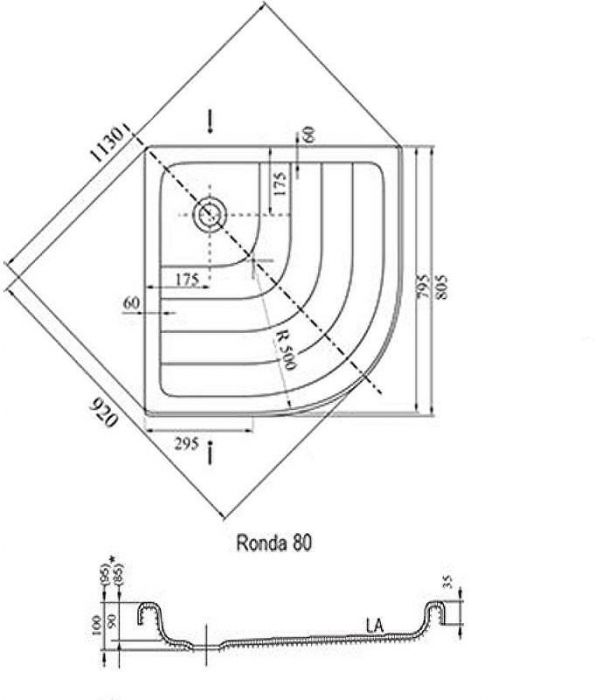 Акриловый поддон для душа Ravak Ronda 80х80 LA A214001220 Белый