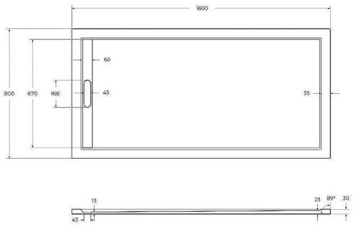 Душевой поддон из искусственного камня Cezares Tray AS 160x80 TRAY-AS-AH-160/80-30-W Белый