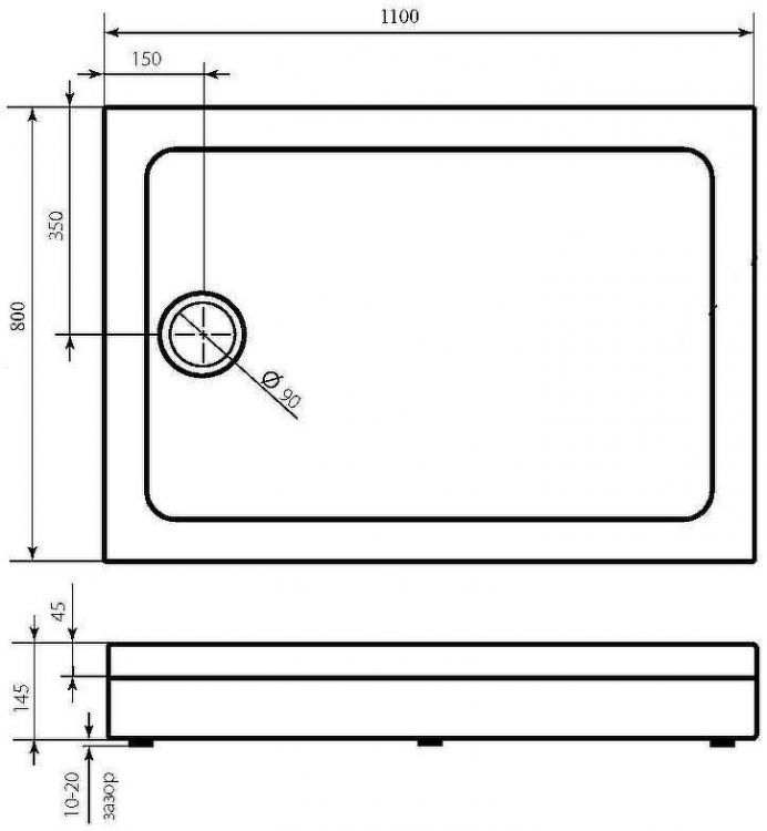 Акриловый поддон для душа Bas Олимпик 110х80 ПН00055 Белый