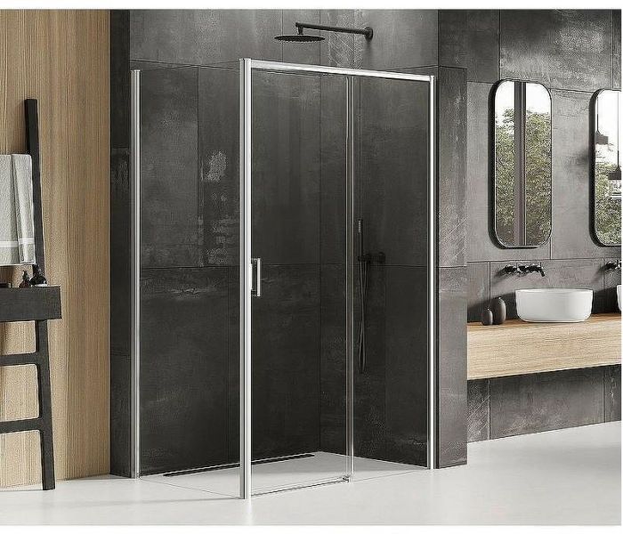 Душевой уголок New Trendy Prime Chrome 120х90 R D-0303A/D-0124B профиль Хром стекло прозрачное