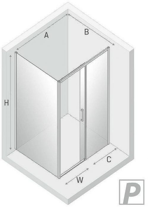 Душевой уголок New Trendy Prime Chrome 120х90 R D-0303A/D-0124B профиль Хром стекло прозрачное