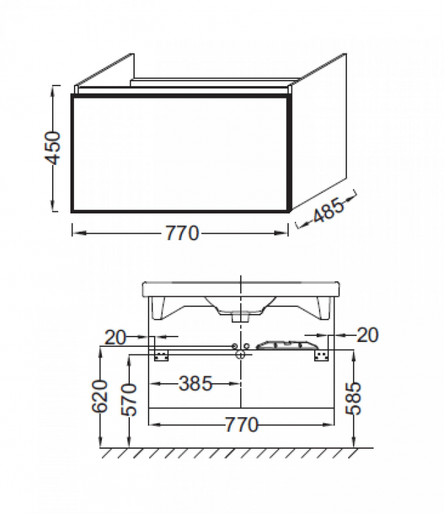 Тумба Jacob Delafon Odeon Up 80 см, цвет дуб серый [EB894-E71]
