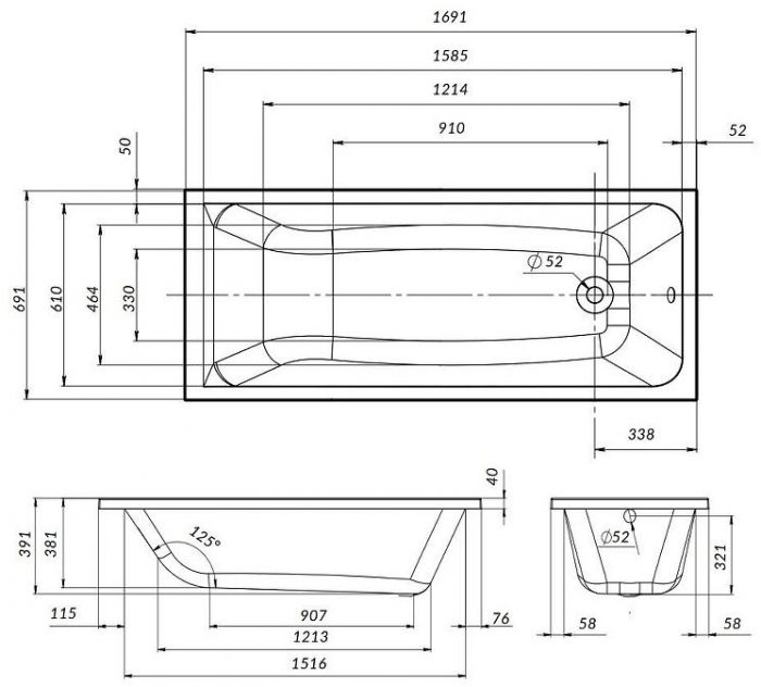 Акриловая ванна AM.PM Gem 170х70 W90A-170-070W-A1 без гидромассажа