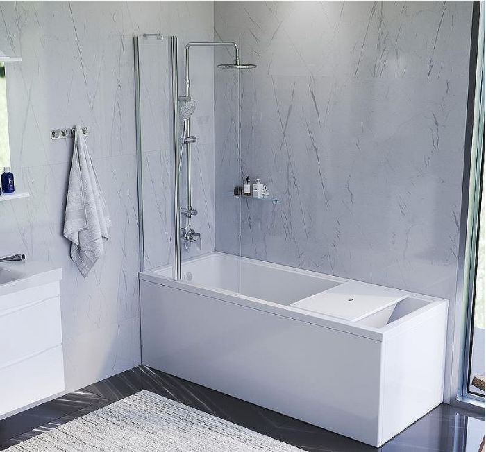 Шторка на ванну AM.PM Gem 80 W90BS-D3W5-140CT профиль Хром стекло прозрачное