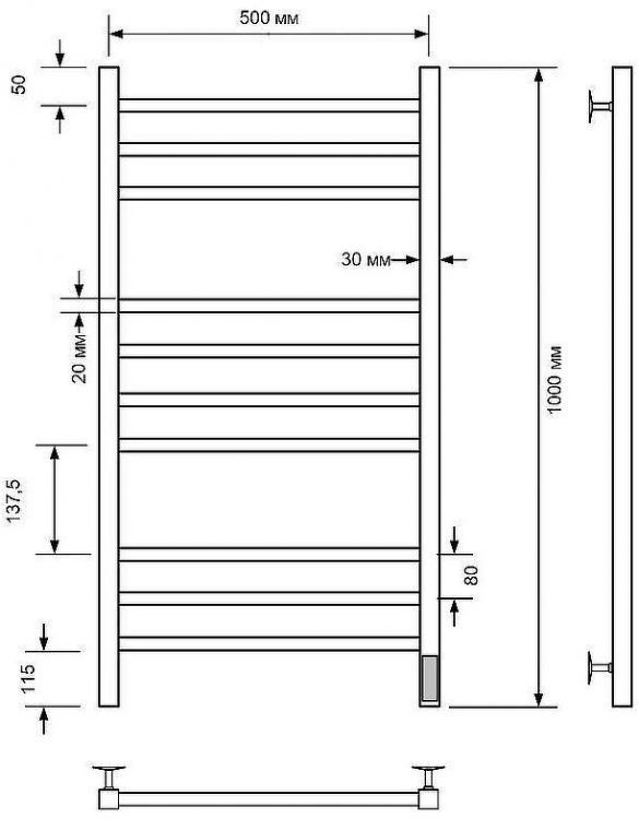 Электрический полотенцесушитель Comfysan Pioli-K EC-10 100x50 014438 Черный матовый