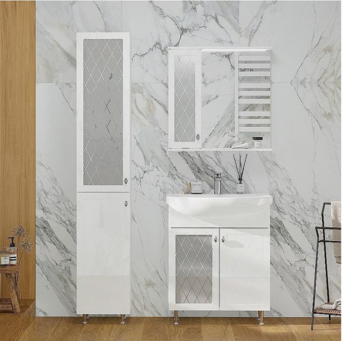 Зеркало со шкафом Volna Milena 70 L zsMLN70.L-01 с подсветкой Белое