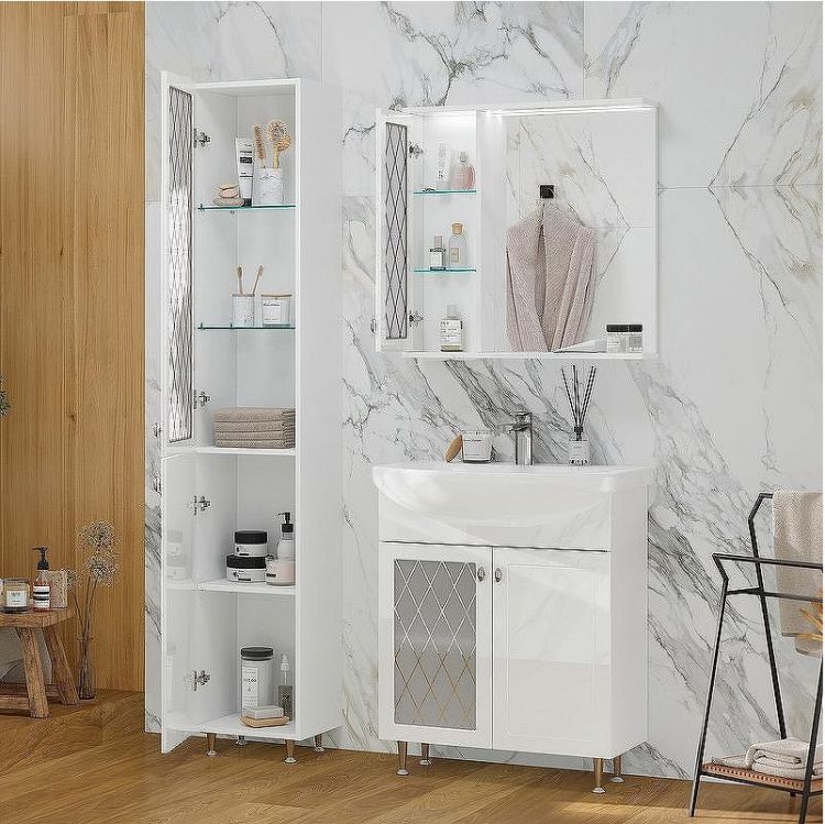 Зеркало со шкафом Volna Milena 70 L zsMLN70.L-01 с подсветкой Белое