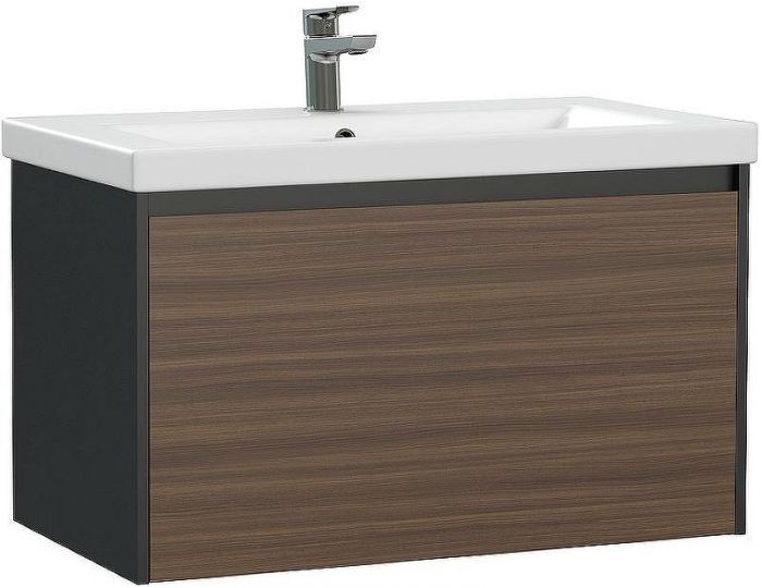 Тумба под раковину Cersanit Grande 80 64760 подвесная Черная Орех