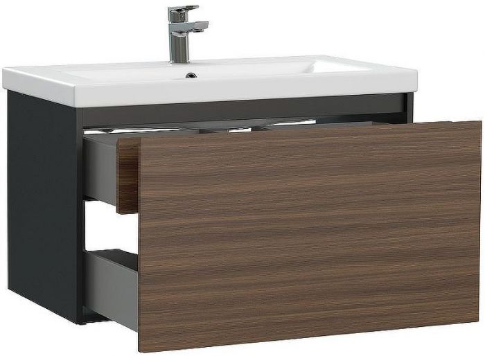 Тумба под раковину Cersanit Grande 80 64760 подвесная Черная Орех