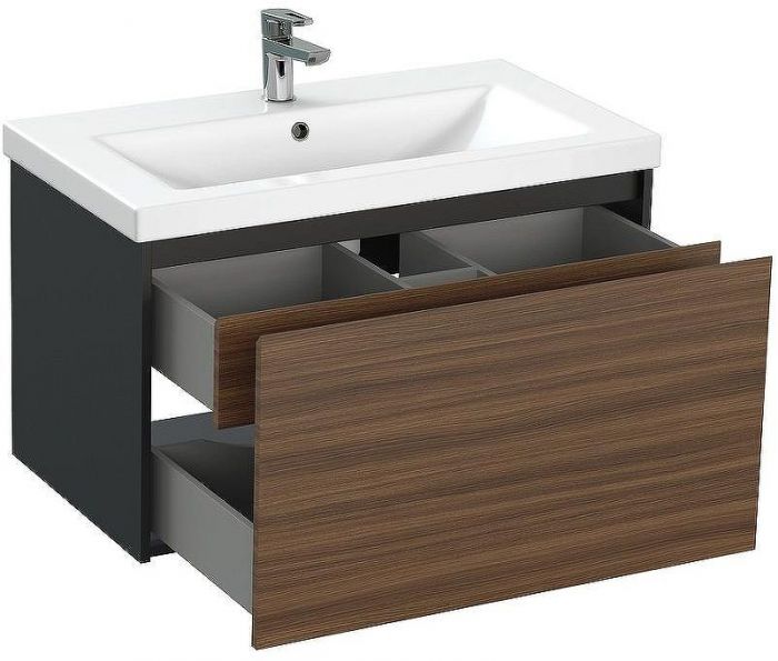 Тумба под раковину Cersanit Grande 80 64760 подвесная Черная Орех