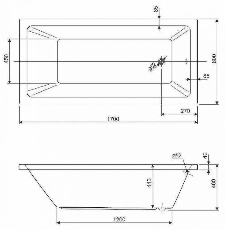 Акриловая ванна Cezares Plane Solo 170x80 PLANE SOLO-170-80-49-W37 без гидромассажа Акриловая ванна Cezares Plane Solo 170x80 PLANE SOLO-170-80-49-W37 без гидромассажа