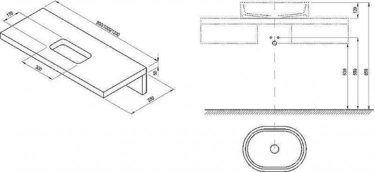 Столешница под раковину Ravak Formy L 120 X000000832 Белая
