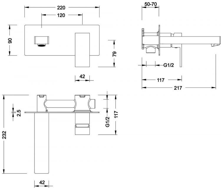 Смеситель для раковины встроенный Timo Selene 2071/17SM золото матовое