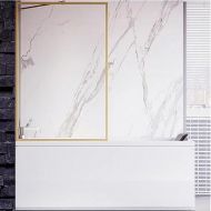 Шторка на ванну Veconi Palau 80 PL85G-80-01-C7 профиль Брашированное золото стекло прозрачное