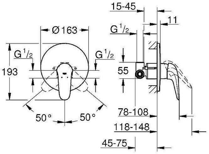 Смеситель для душа Grohe Eurostyle 23725003 Хром
