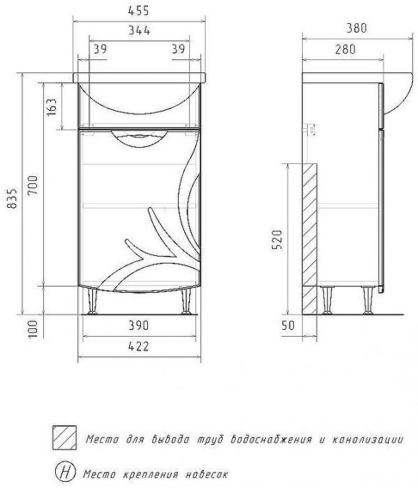 Тумба под раковину Volna Adel 45.1D tnADEL45.1D-01 Белая