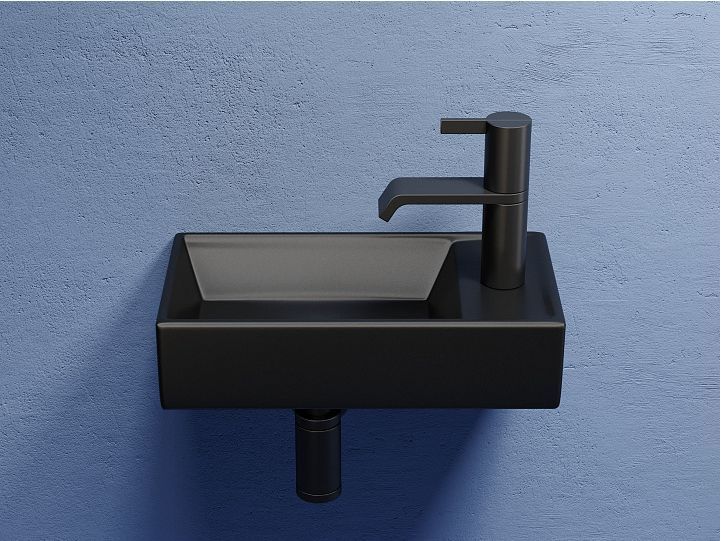 Умывальник CERAMICANOVA Element подвесной прямоугольный (чаша слева, отверстие под смеситель справа) цвет чёрный матовый CN6051LMB
