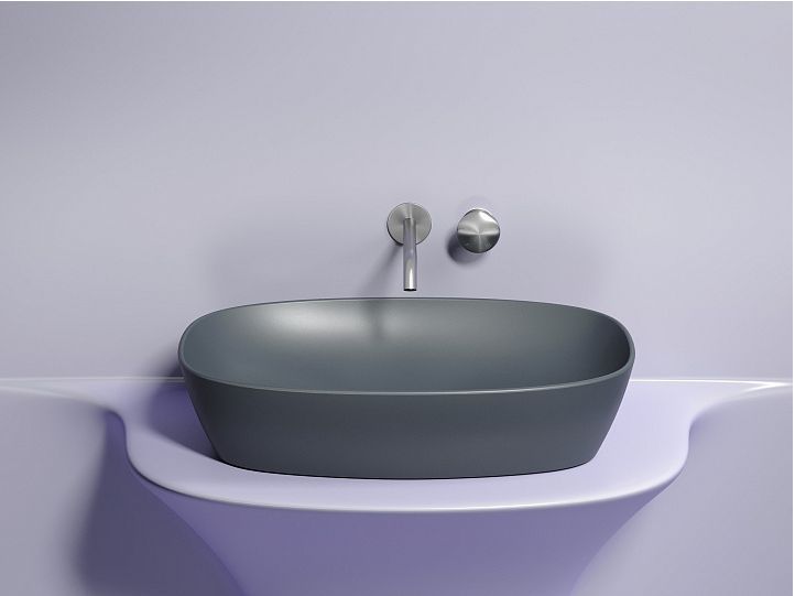 Умывальник CERAMICANOVA Element чаша накладная овальная (цвет Темный Антрацит Матовый) CN6049MDH