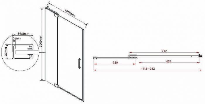 Душевая дверь Vincea Extra 120 VDP-1E1112CLB профиль Черный стекло прозрачное