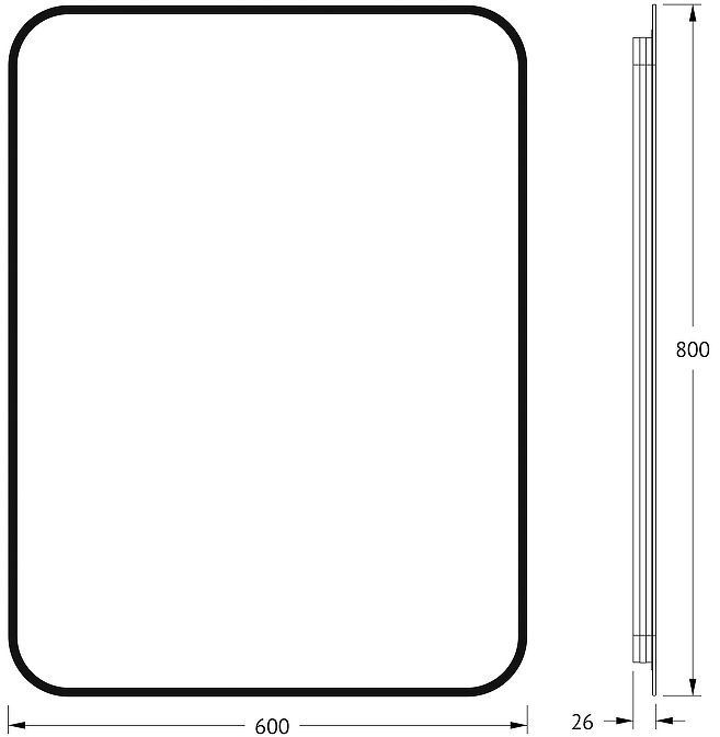 Зеркало Defesto Aura 60х80 DF 2967 с подсветкой 25W-4500K/Без выключателя/Нейтральный белый свет/Черная рама