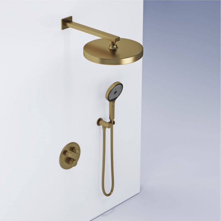 Душевой комплект SANCOS Space встраиваемый c термостатическим смесителем, цвет брашированное золото , SC3006BG Душевой комплект SANCOS Space встраиваемый c термостатическим смесителем, цвет брашированное золото , SC3006BG