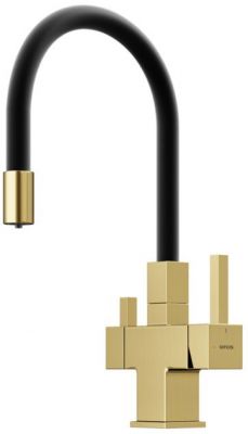 Смеситель для кухни Sancos Arno с гибким изливом, цвет брашированное золото/черный, SC4005BG