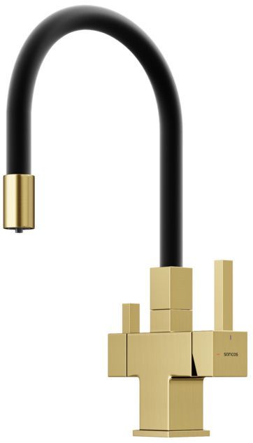 Смеситель для кухни Sancos Arno с гибким изливом, цвет брашированное золото/черный, SC4005BG