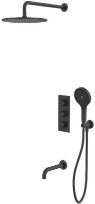 Душевая система Whitecross Y black YSET11TOPBL с термостатом Черная матовая