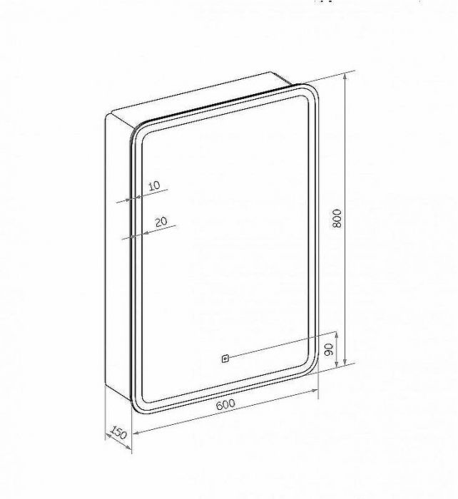 Зеркальный шкаф Art&Max Platino AM-Pla-600-800-1D-L-DS-F с подсветкой с сенсорным выключателем Белый