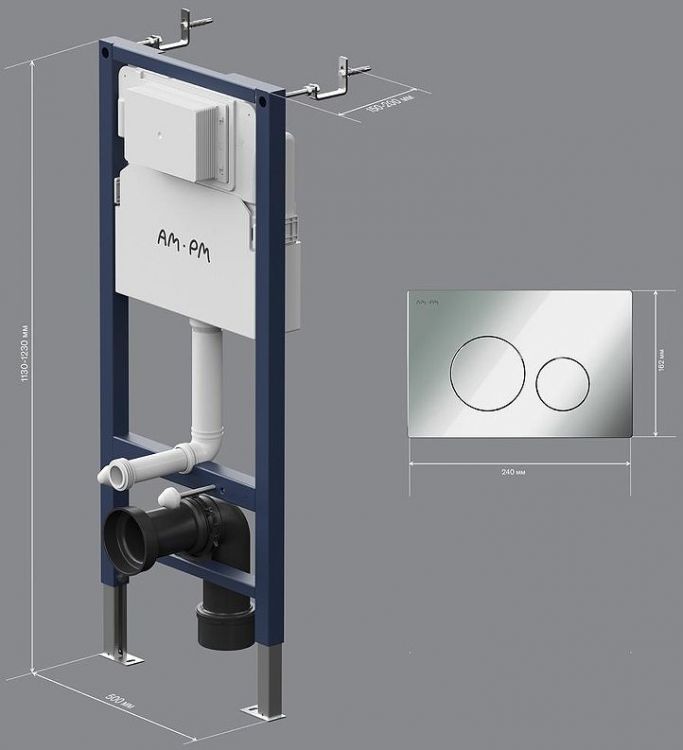 Инсталляция AM.PM PrimeFit I012709.0151 для унитаза с клавишей смыва Хром глянцевый