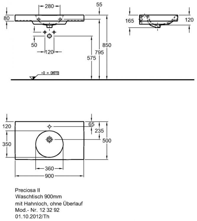Раковина Keramag Preciosa II, 123292000