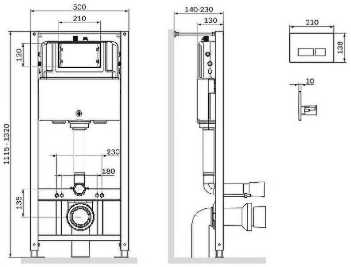 Комплект унитаза с инсталляцией AM.PM Spirit V2.0 FlashClean IS47001.701700 с сиденьем Микролифт и Белой клавишей смыва