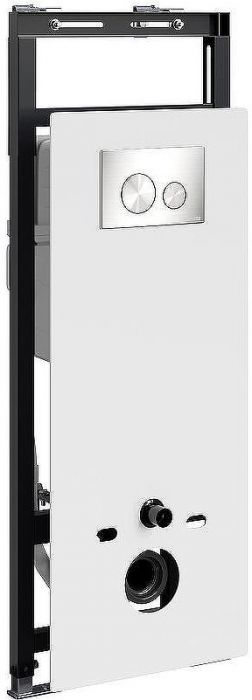 Инсталляция WasserKRAFT Salm 27TLT.010.ME.WH.BN02 для унитаза Белое стекло с клавишей смыва Никель