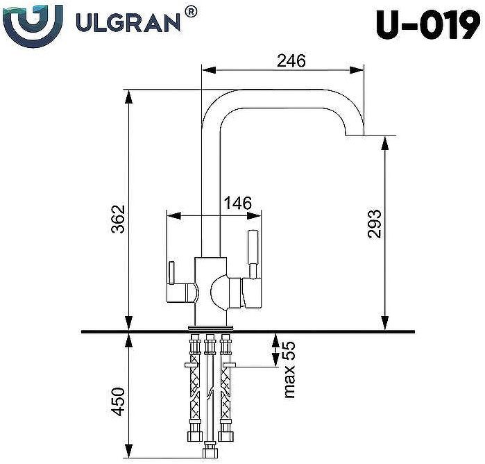 Смеситель для кухни Ulgran Classic U-019-342 Графит