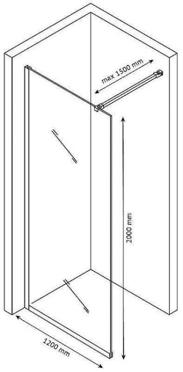 Душевая перегородка Berges Sky Black 120х200 064006 профиль Черный матовый стекло прозрачное Душевая перегородка Berges Sky Black 120х200 064006 профиль Черный матовый стекло прозрачное