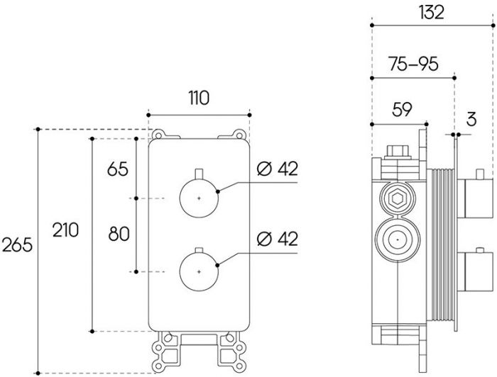 Смеситель скрытого монтажа AQUEDUTO ACENO,  3 потребителя (ACE0345)